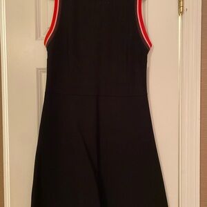 McQueen Black Sleeveless A-line Dress with multi-red Trim, size M